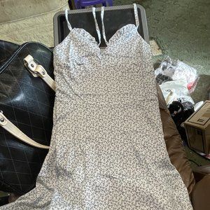 White Dress with Blue Flowers